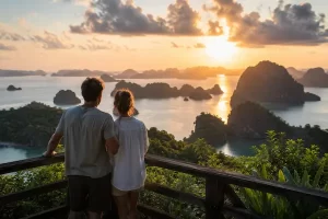 Coonection image Travel With Insight reflecting people connecting whilw watching a sunset view