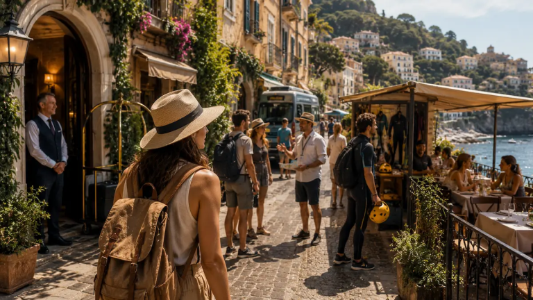 Traveller exploring multiple travel business and experiences during the travel discovery process.