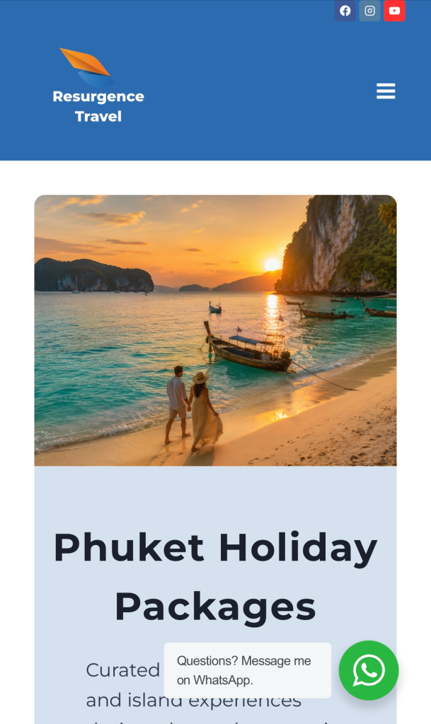 Screenshot Resurgence Travel Home Screen for Travel With Insight Banner