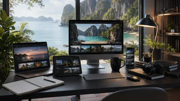 Travel publishing workspace with digital travel platforms and destination content to confer the desire to contact Travel With Insight.