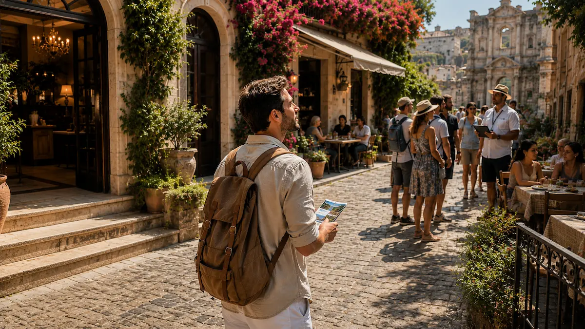 Traveller exploring and comparing travel experiences during the Travel Discovery Process before making a travel decision.