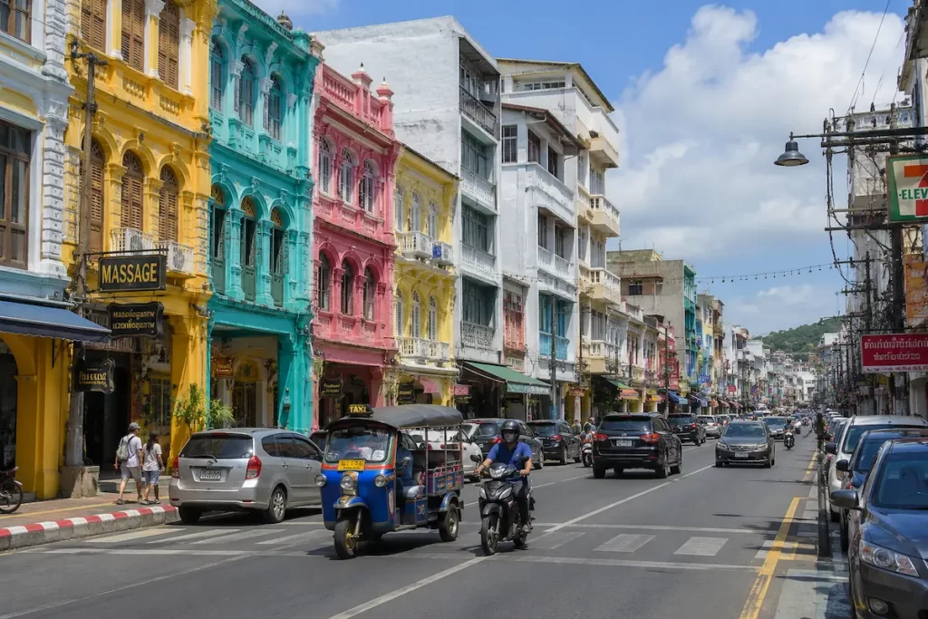 Historic Sino-Portuguese shophouses in Hat Yai, showcasing one of the cultural highlights for travellers deciding where to go in Southern Thailand.