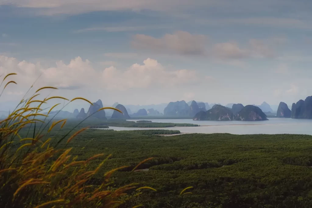 View over Phang Nga Bay from Samet Nangshe Viewpoint, showcasing one of the most spectacular landscapes for travellers deciding where to go in Southern Thailand.