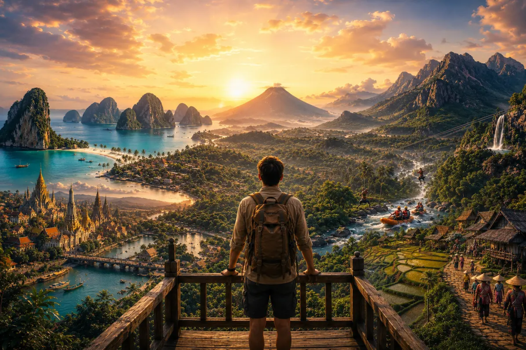 Traveller comparing Southeast Asian destinations with Travel With Insight while considering travel goals, experiences and the best destination for their travel style.