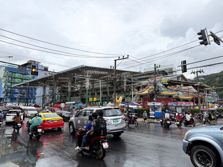 Busy intersection featuring Banzaan Fresh Market in the Attractions and Landmarks in Patong guide.