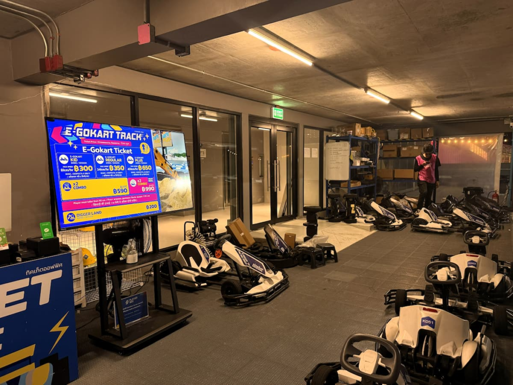 Electric go-karts and ticket prices at Central Patong rooftop