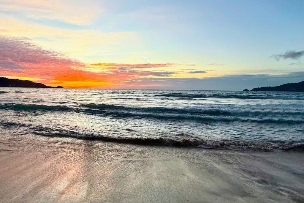 Sunset over Patong Beach, one of the best free things to do in Patong.