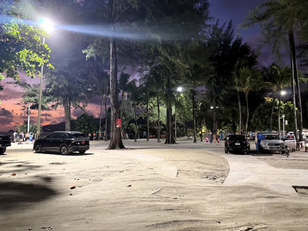 Public recreation area and parking at Loma Park Patong beside the northern end of Patong Beach.