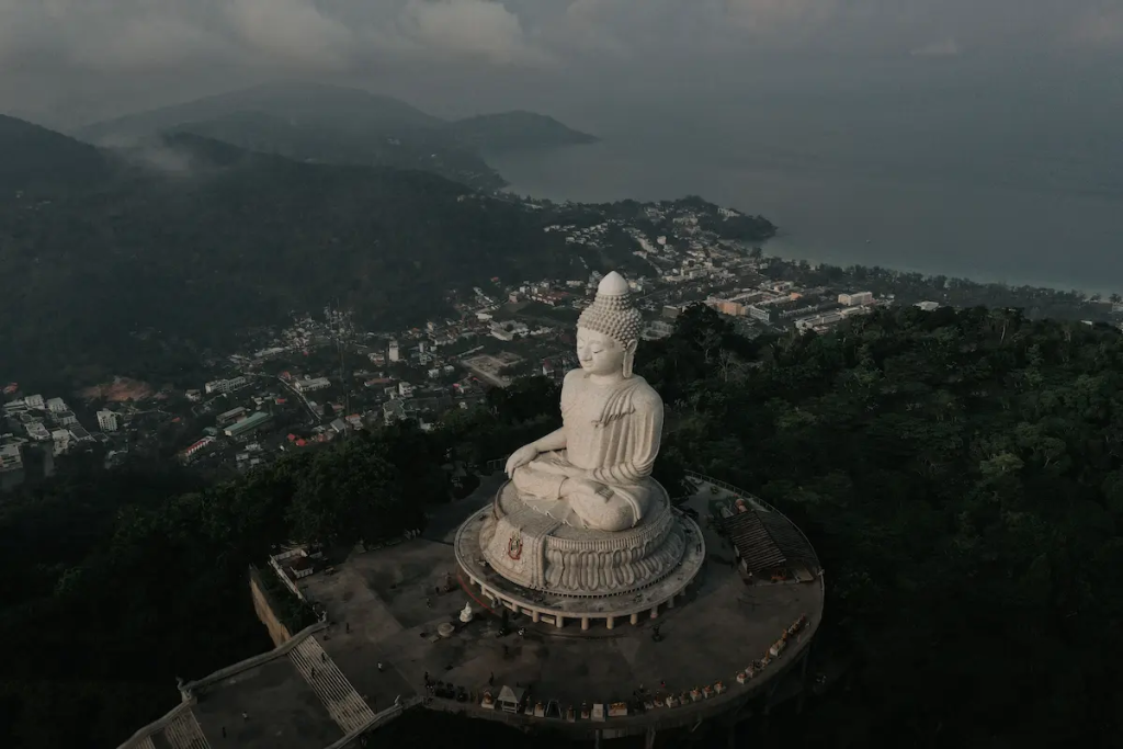 The Big Buddha overlooking southern Phuket from Nakkerd Hill, with panoramic views across the island and the Andaman Sea.