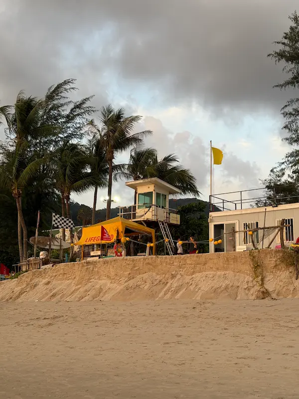 A Patong Beach lifeguard patrol base with safety equipment featured in our Patong Travel Guide.
