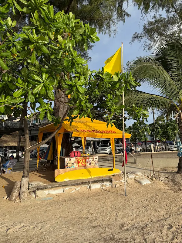 Lifeguard station at Patong Beach, Phuket, helping visitors stay safe while swimming, featured in our Is Patong Safe guide.