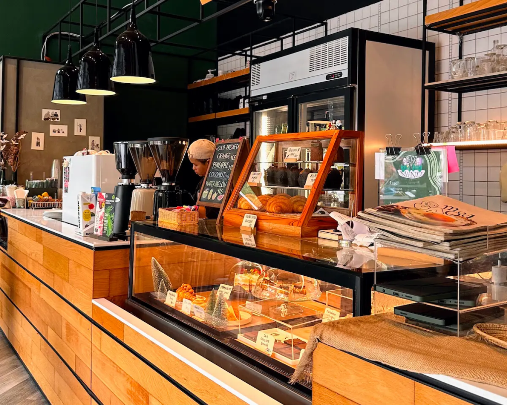 Modern café in Patong serving breakfast, coffee and pastries