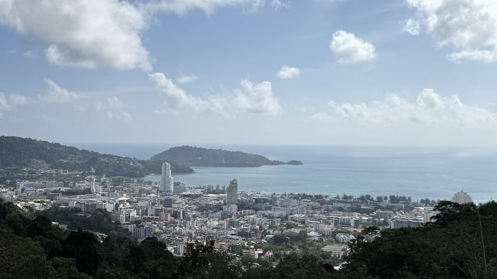 Panoramic view of Patong Bay, Phuket, featured in the Definitive Patong Travel Directory.