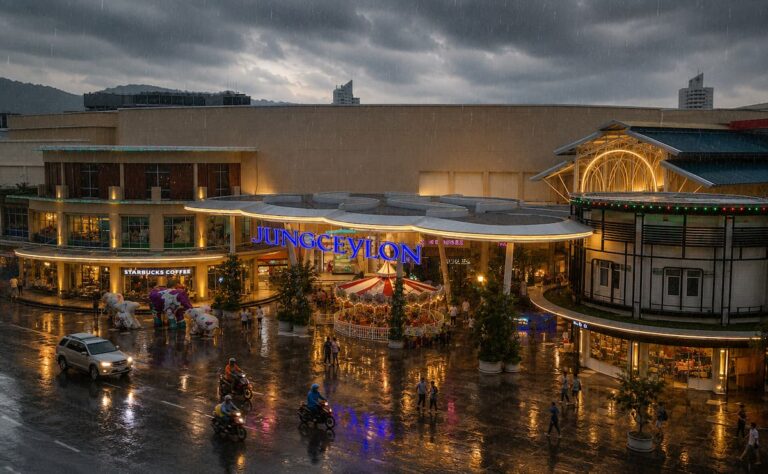 Jungceylon Shopping Centre on a rainy day, one of the best things to do in Patong when it rains.