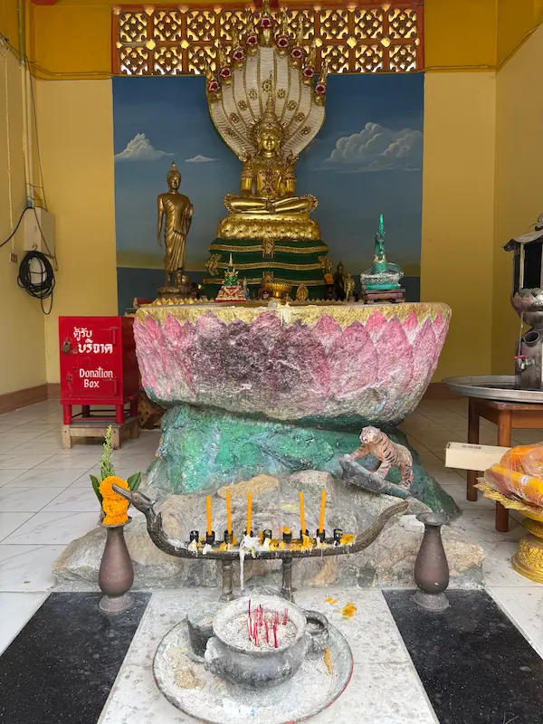 Replica Buddha footprint shrine at Wat Suwan Khiri Wong Patong