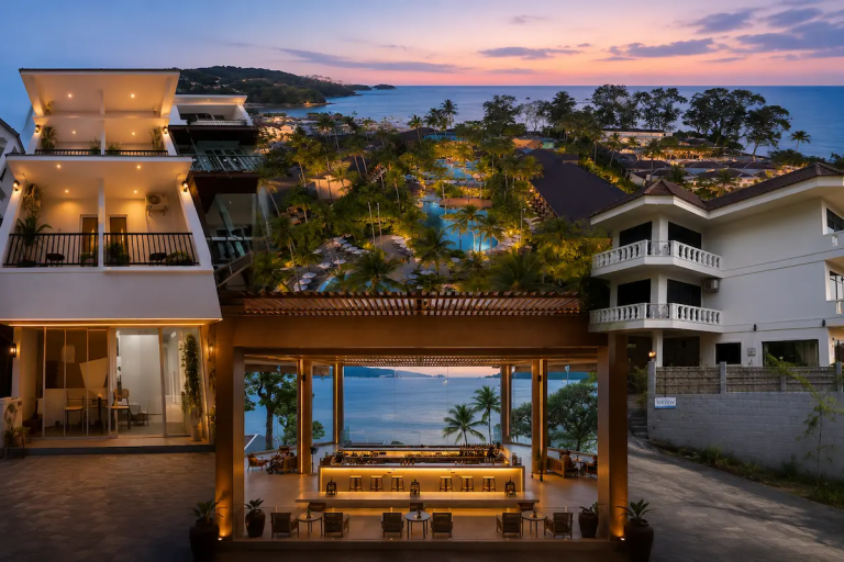 Where to stay in Patong featuring beachfront resort accommodation overlooking Patong Bay in Phuket.