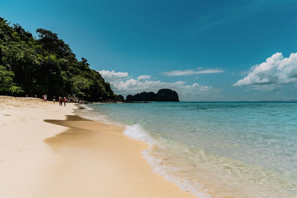 Southern end of Ao Nang Beach in Krabi, one of the most popular beaches in Thailand