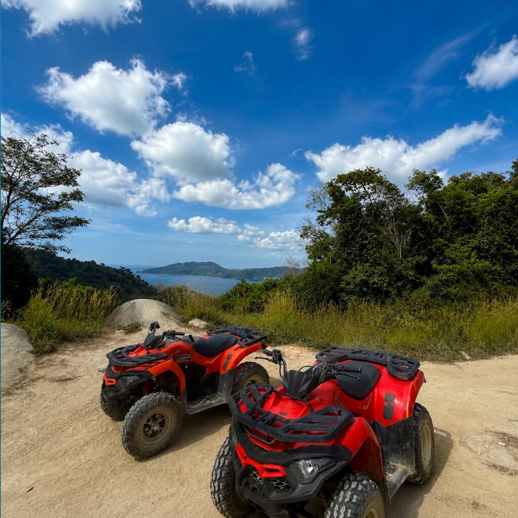 ATV adventure overlooking Patong Bay from a scenic jungle viewpoint near Patong, Phuket