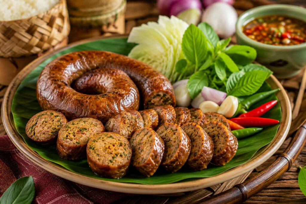 Sai Ua, a Northern Thai sausage featured in our Thai food and culinary experiences guide