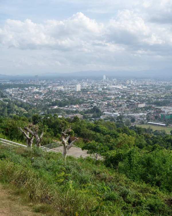 Southern Thailand travel guide view across Hat Yai city from the forested hills above the urban centre.