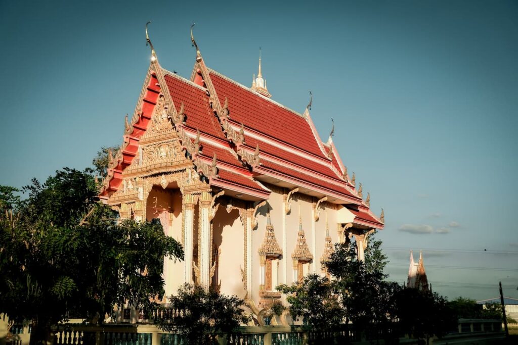 Ornate temple hall at Wat Chalong, one of the best-known temples in Southern Thailand