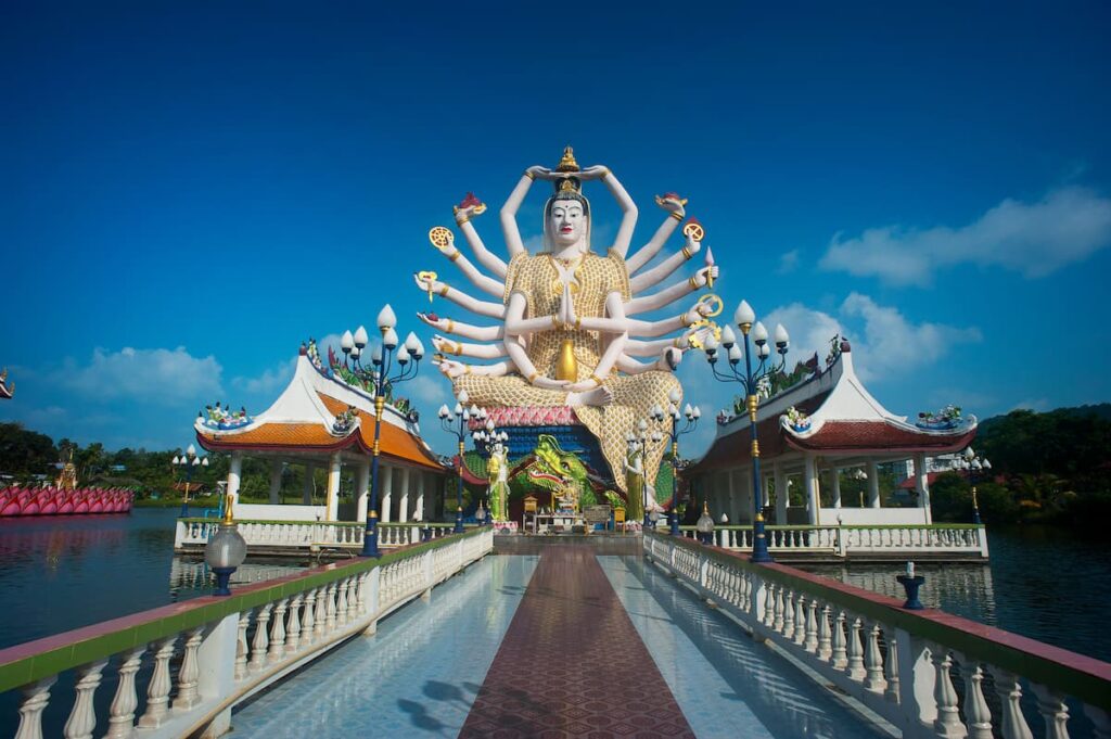 Multi-armed Guanyin statue at Wat Plai Laem on Koh Samui in Southern Thailand