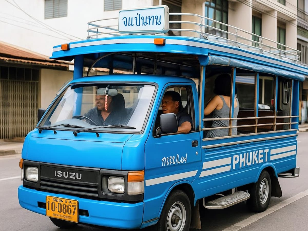 Getting around Phuket by blue local bus or songthaew