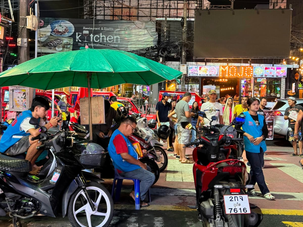 Getting around Phuket by motorbike taxi in Patong near Bangla Road